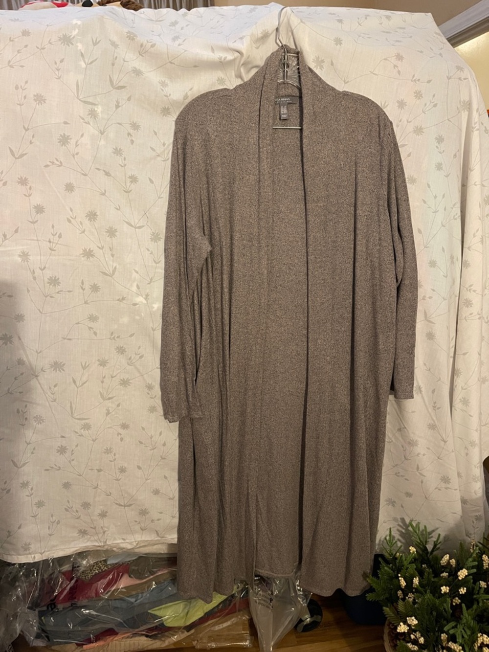 Lisa Rinna Collection Brown Metallic Knit Cardigan (NWOT)
